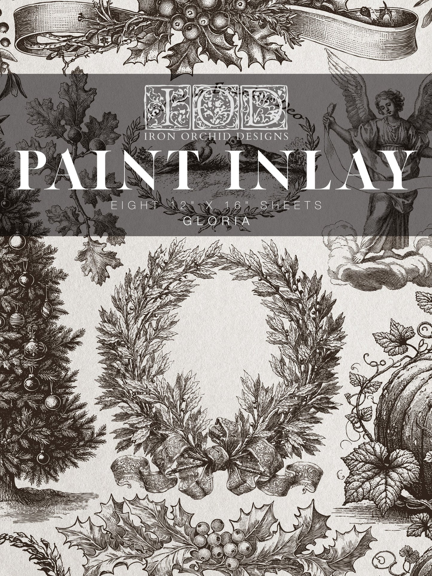 Gloria PAINT INLAY™ BY IOD (PAD OF 8 - 12"X16" SHEETS) - IRON ORCHID DESIGNS (2024 Q3 Limited Release)