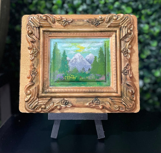 Original Acrylic Mini Desktop Colorado Landscape Painting - #007 - Colorado Series on Easel
