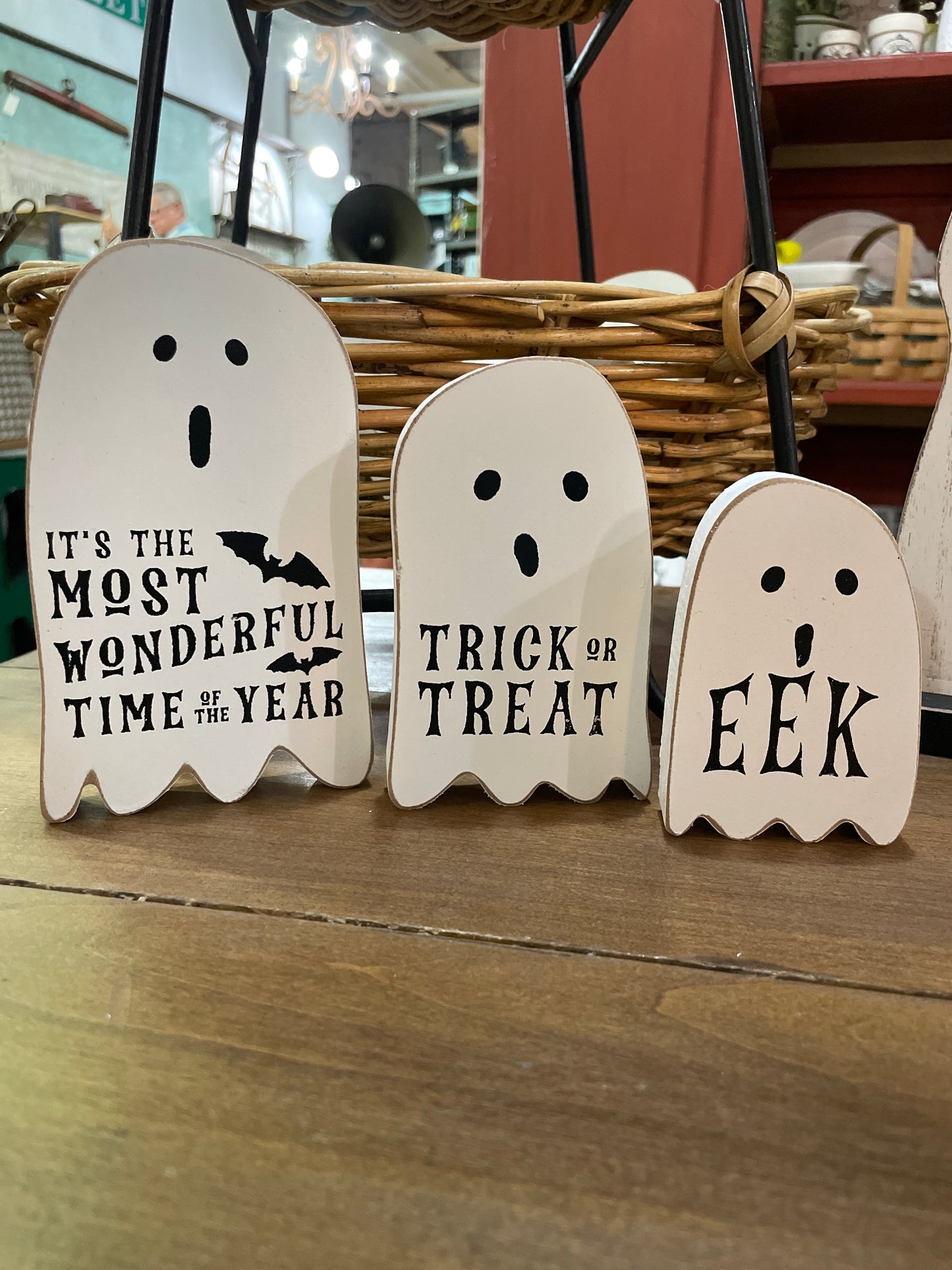 Shelf Sitter Ghost 3 piece Set Eek Trick or Treat Most Wonderful