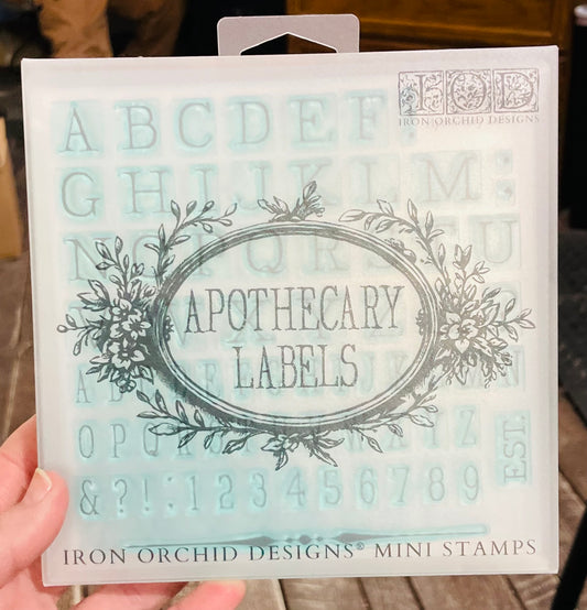 Apothecary Labels Mini Stamps - New Spring 2024 Collection - New storage case included