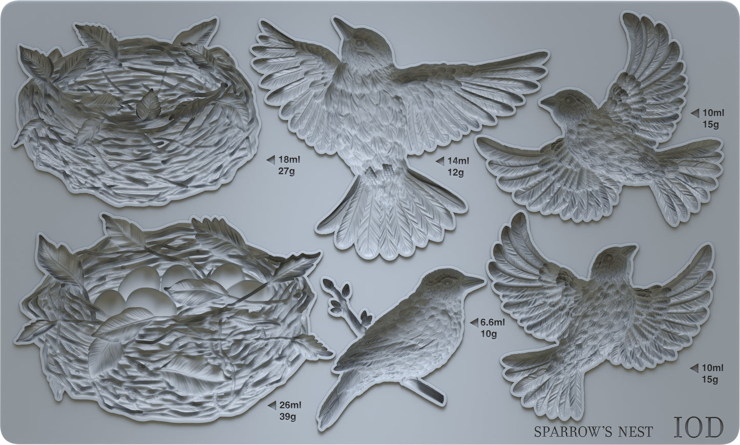 Sparrow's Nest 6x10 IOD Mould™ LIMITED EDITION Iron Orchid Designs Silicone Mould