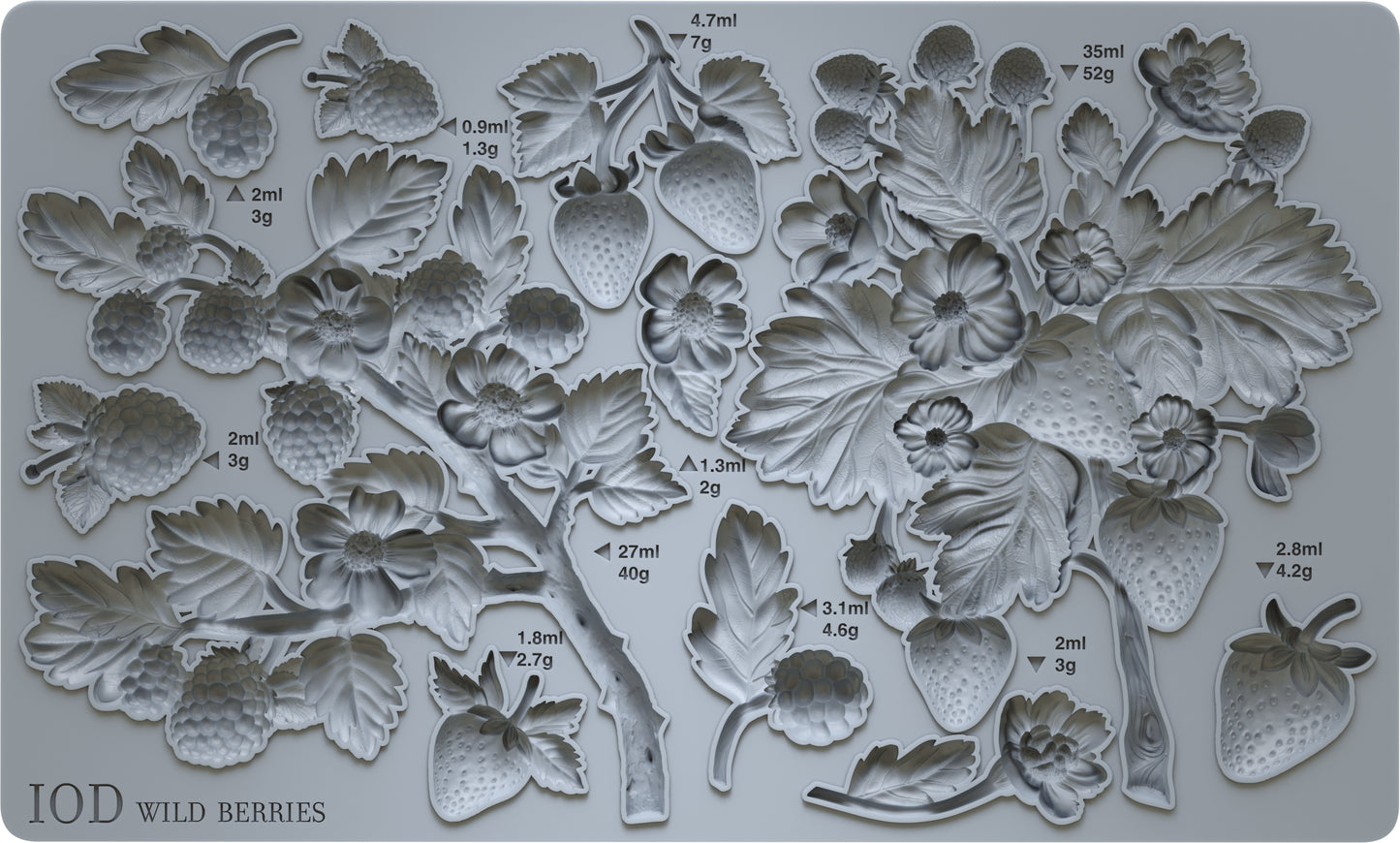 Wild Berries 6x10 IOD Mould™ LIMITED EDITION Iron Orchid Designs Silicone Mould