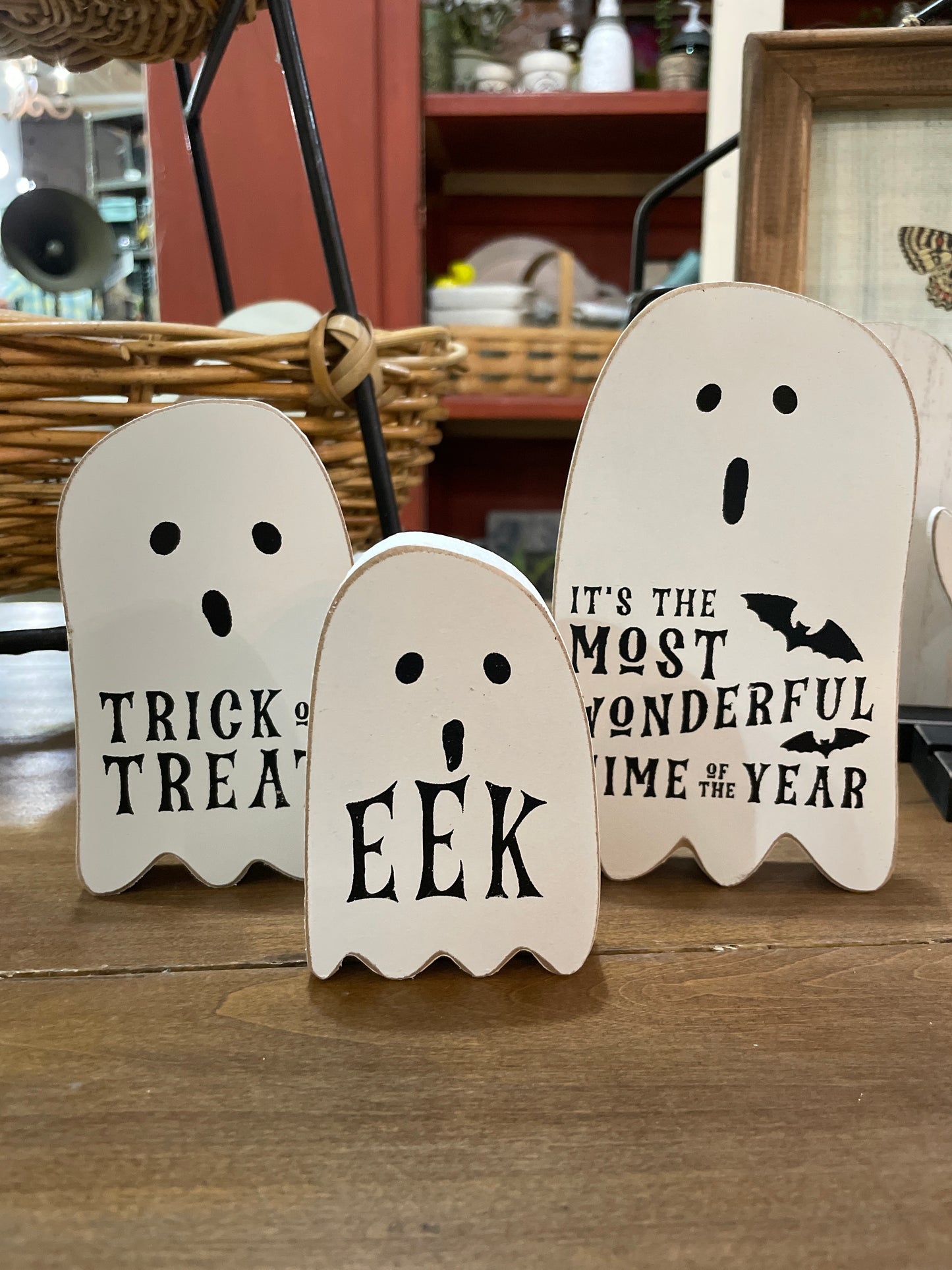 Shelf Sitter Ghost 3 piece Set Eek Trick or Treat Most Wonderful