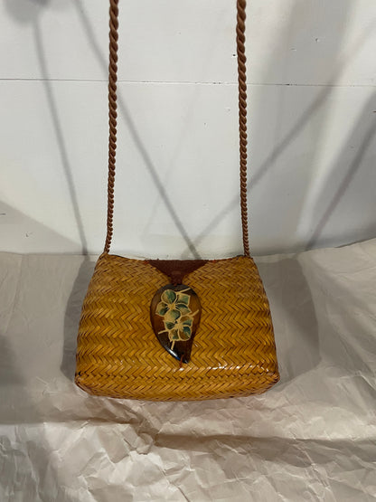Vintage Woven Handbag - Woven Ratan Boho Handbag Made in Philippines