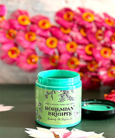 Wandering Heart – Bohemian Brights DIY Paint Curated by The Turquoise Iris - bright turquoise 4 oz Accent Jar